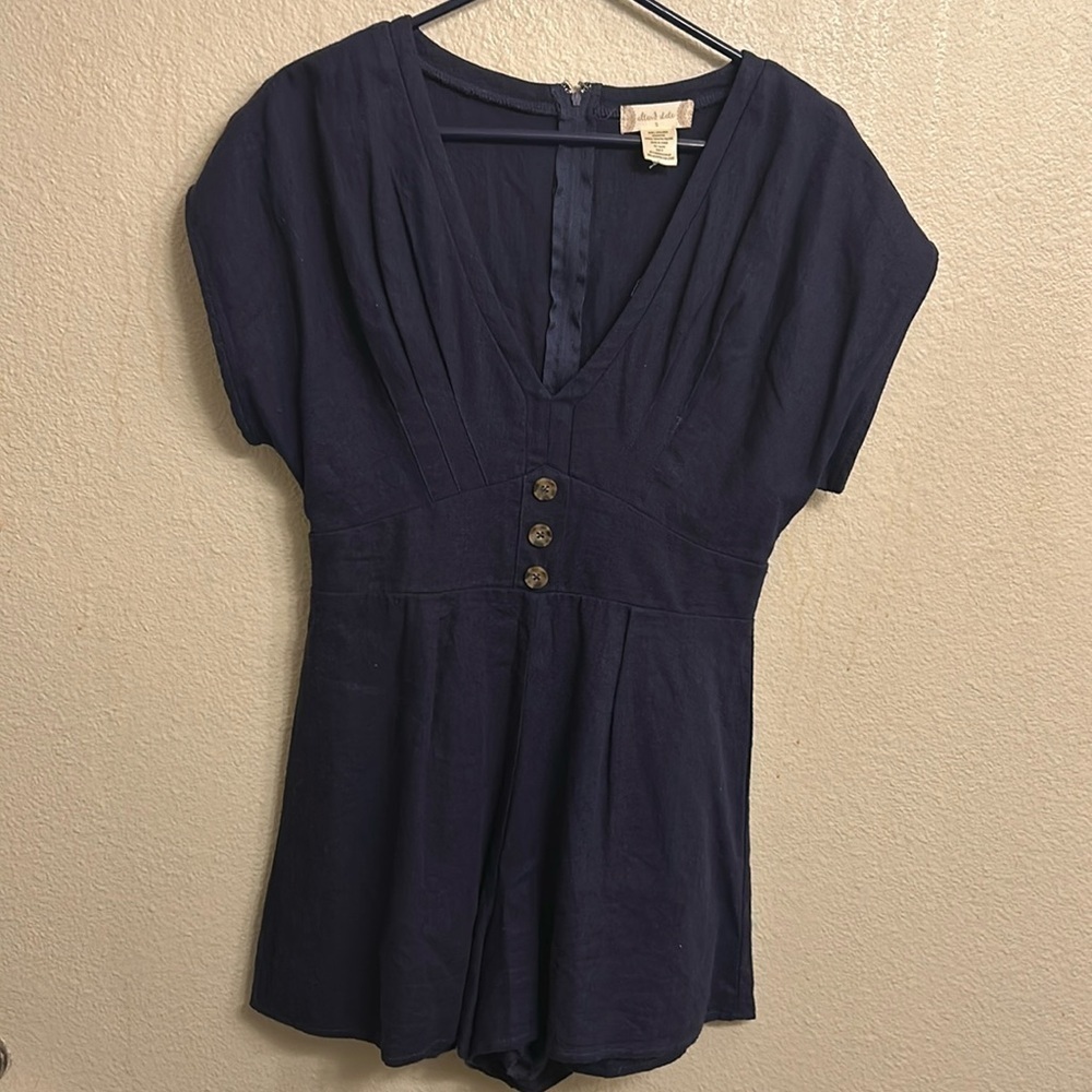 Altarβd State Women Short Sleeve Blue Romper Size Small